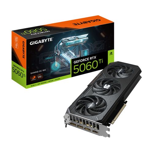 GIGABYTE GeForce RTX 5060 Ti GAMING OC 16G Carte Graphique – 16 Go GDDR7, 128 bits, PCI-E 5.0, 2647 MHz Fréquence du processeur, 3 x DisplayPort, 1 x HDMI, GV-N506TGAMING OC-16GD