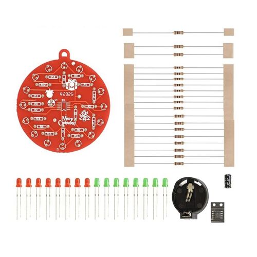 Tableau Rouge Arbre de NoëL NE555 LumièRes Clignotantes Circuit Suspendu Amusant DIY Kit de Production ÉLectronique Module Portable, Kit A