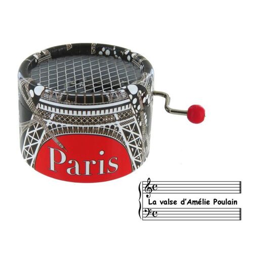 La valse d'Amélie Poulain n°2 - Boîte à musique à manivelle ronde en carton avec mécanisme musical de 18 notes - BPM-12-AMELIENB-2