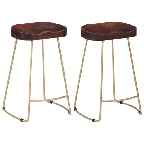 Vidaxl Tabourets De Bar Gavin 2 Pcs Bois De Manguier Massif