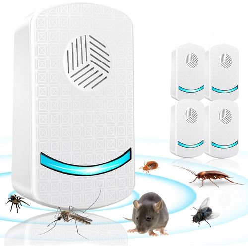 4Pcs Repulsif Ultrason Souris Anti-Rongeurs Insectes - AQSACOKIYA - Répulsif Électronique - Fourmis, Araignées, Moustiques, Cafards