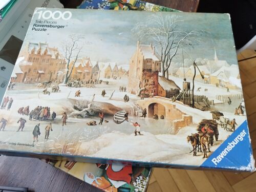 Puzzle Ancien De 1982 Ravensburger 1000 Pièces Brugel Paysage D'hiver