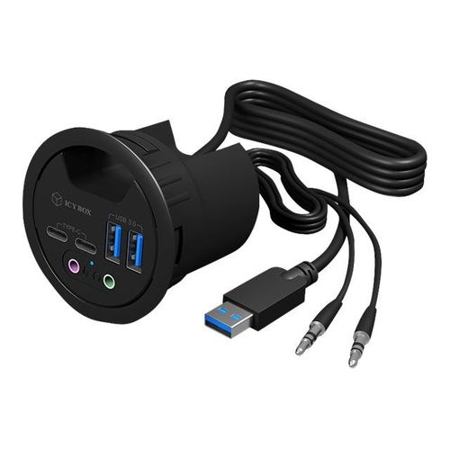 ICY BOX IB-HUB1403B - Concentrateur (hub) - 2 x SuperSpeed USB 3.0 + 2 x USB-C - possibilité de montage encastré