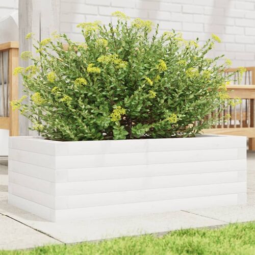 Vidaxl Jardinière Blanc 70x40x23 Cm Bois De Pin Massif