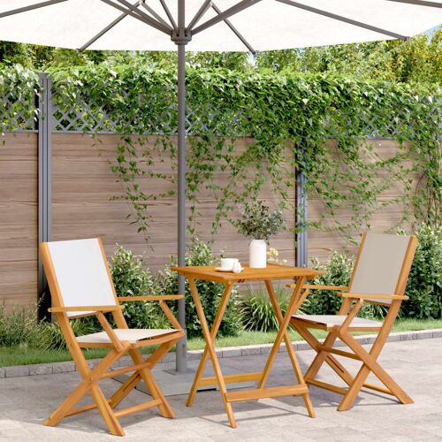 Vidaxl Ensemble De Bistro 3 Pcs Blanc Crème Tissu Et Bois Massif