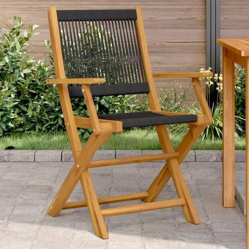 Vidaxl Chaises De Jardin Lot De 2 Noir Bois D'acacia Et Polypropylène