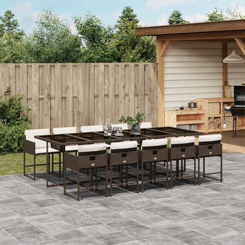 Vidaxl Ensemble À Manger De Jardin Et Coussins 11 Pcs Marron Rotin
