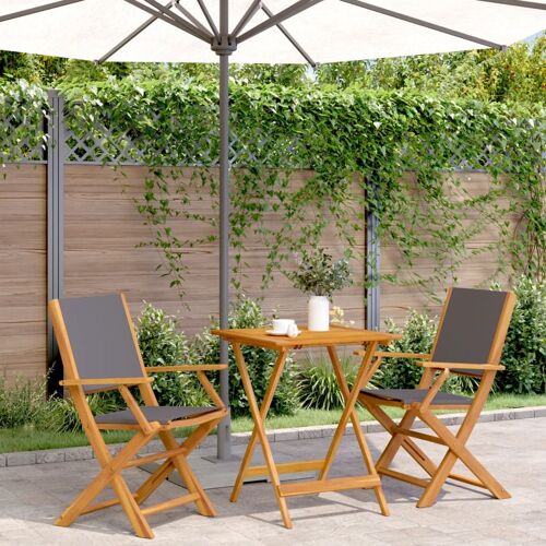Vidaxl Ensemble De Bistro 3 Pcs Anthracite Tissu Et Bois Massif