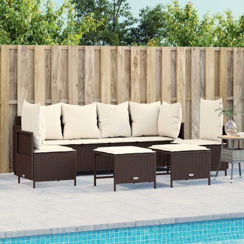 Vidaxl Salon De Jardin Avec Coussins 5 Pcs Marron Résine Tressée