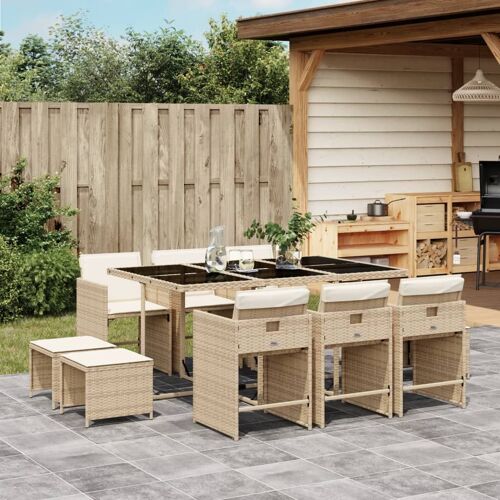 Vidaxl Ensemble À Manger De Jardin Et Coussins 11 Pcs Beige Poly Rotin