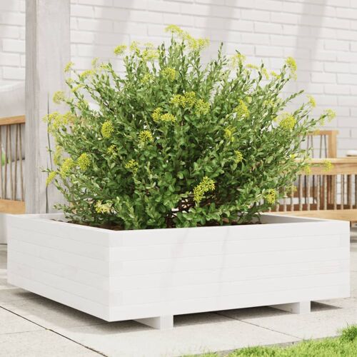 Vidaxl Jardinière Blanc 80x80x26,5 Cm Bois De Pin Massif