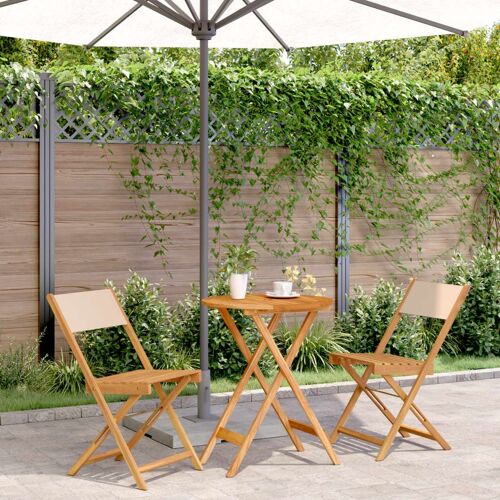 Vidaxl Ensemble De Bistro 3 Pcs Beige Tissu Et Bois Massif