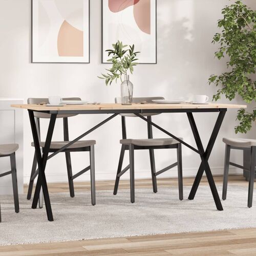 Vidaxl Table À Manger Cadre En X 160x80x75 Cm Bois De Pin Massif Acier