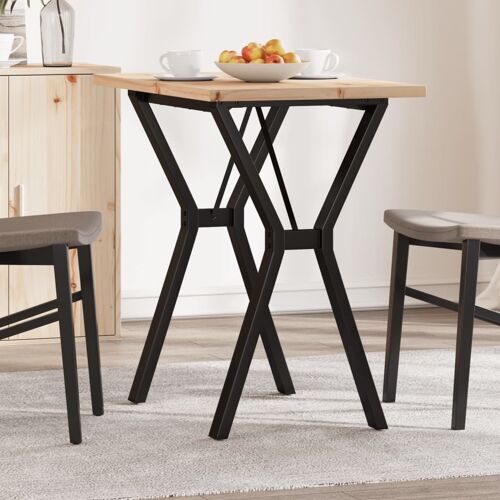 Vidaxl Table À Manger Cadre En Y 80x50x75,5cm Bois De Pin Massif Acier