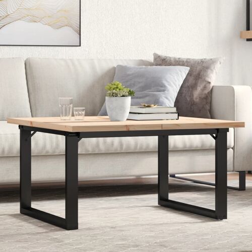Vidaxl Table Basse Cadre En O 90x90x45,5cm Bois De Pin Massif Et Acier