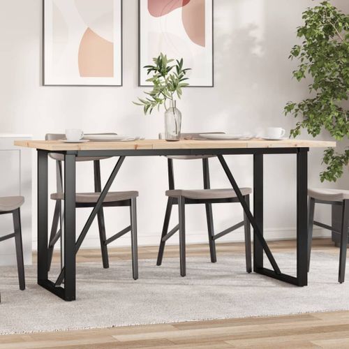 Vidaxl Table À Manger Cadre En O 140x80x75,5 Cm Bois Pin Massif Acier