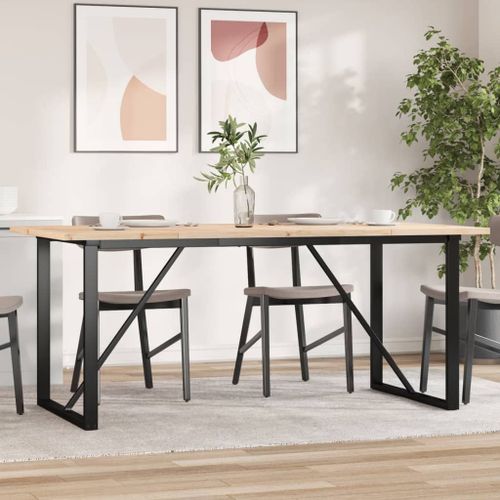 Vidaxl Table À Manger Cadre En O 180x90x75,5 Cm Bois Pin Massif Acier