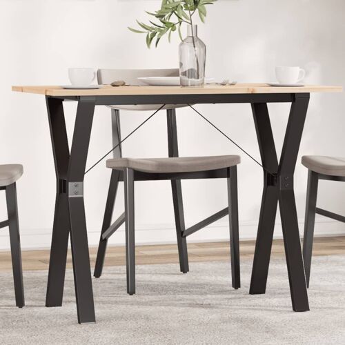 vidaXL Table à manger cadre en Y 100x50x75 cm bois de pin massif acier