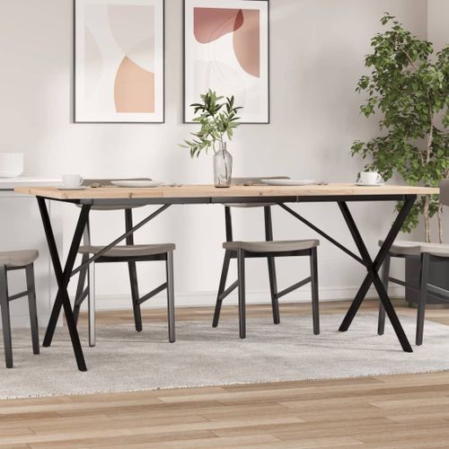 Vidaxl Table À Manger Cadre En X 180x90x75,5 Cm Bois Pin Massif Acier