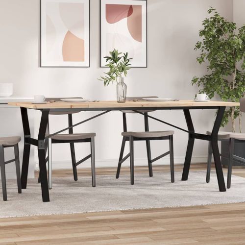 Vidaxl Table À Manger Cadre En Y 180x90x75,5 Cm Bois Pin Massif Acier