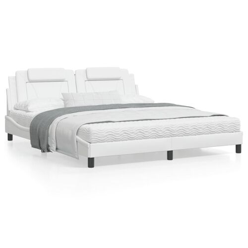 vidaXL Cadre de lit avec tête de lit Blanc 180x200 cm Similicuir