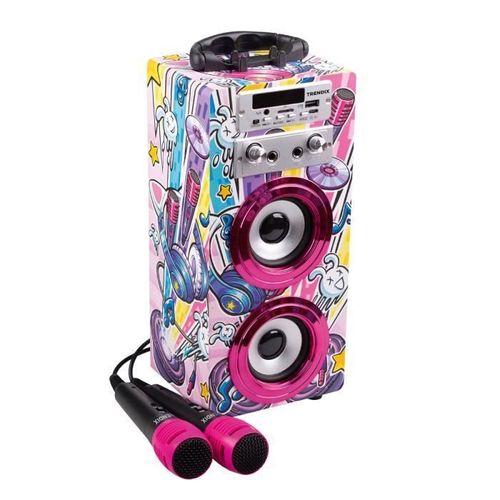 Enceinte Karaoké Enfant - Tendrix - 2 Microphones - Bluetooth - AUX - Radio FM - USB