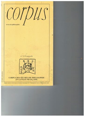 Corpus N°13, Revue De Philosophie.