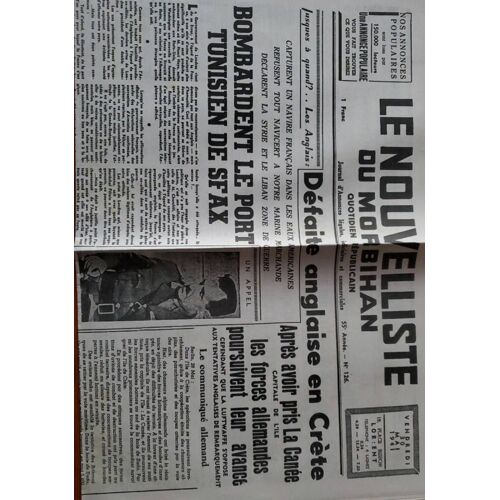 Le Nouvelliste Du Morbihan, Quotidien Républicain - Édition Du 30 Mai 1941
