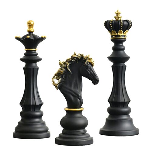 ÉChecs RéSine DéCor Ornement Bureau Figurines Reine Chevalier Statue Collection Objet Sculptural ModèLes de PièCes D'éChecs A