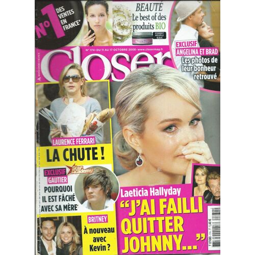 Closer 11/10/2008 Angelina Jolie & Pitt, Hallyday, Laurence Ferrari, Sofia Essaïdi, Vincent Cassel, Britney Spears, Kylie Minogue, Laeitia Casta, Claudia Schiffer, Lou Doillon, Lorie Pester, Amel Bent
