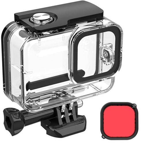 Boîtier Étanche pour GoPro Hero12 11 10 9 Black, 60m Boîtier de Protection pour La Plongée sous-Marine Coque avec Accessoires, Etui de Protection Etanche Caisson Plongée+Filtre Rouge, Yuanbest