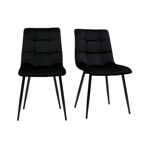 Chaises Design En Tissu Velours Noir Et Métal Noir (Lot De 2) Maxwell