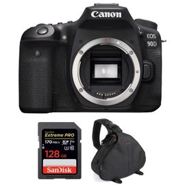 Canon EOS 90D Nu + SanDisk 128GB Extreme PRO UHS-I SDXC 170 MB/s + Sac | Garantie 2 ans