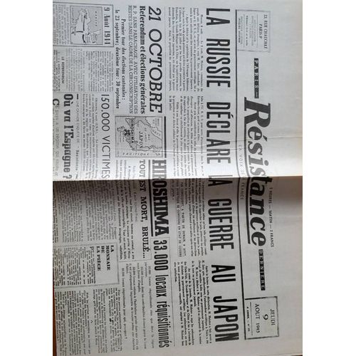 Résistance, La Voix De La France - Édition Du Matin Du Jeudi 09 Août 1945
