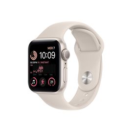 Apple Watch SE (2e génération) GPS - Boîtier Aluminium Starlight 40 mm  - Bracelet Sport Starlight