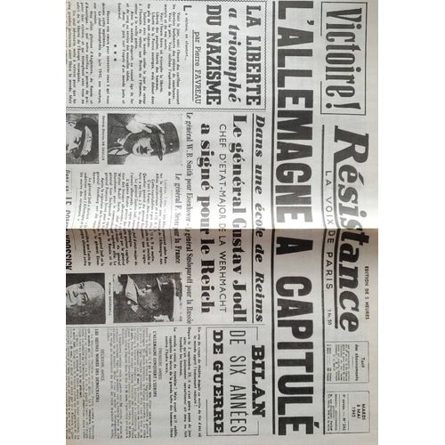Résistance, La Voix De Paris - Édition De 5 Heures Du Mardi 08 Mai 1945