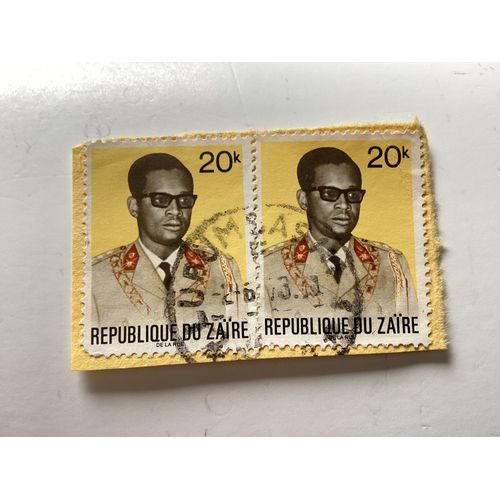 Lot De 2 Timbres, 20 K, République Du Zaïre, Année 1969
