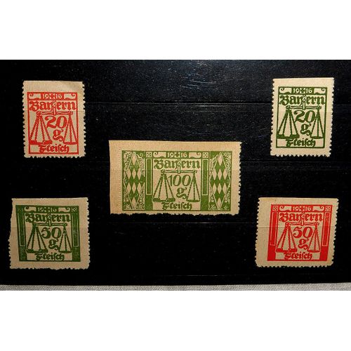 Timbres Du Rationnement Alimentaire Allemandes De La Premiere Guerre.
