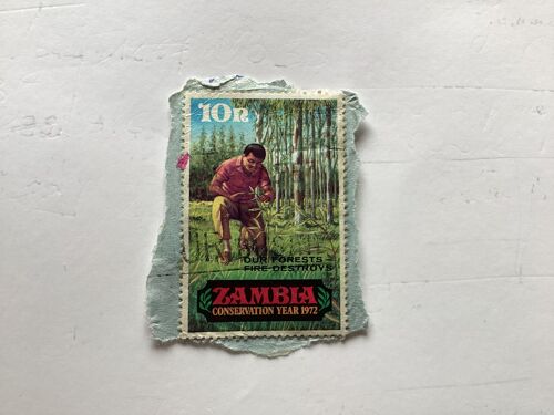 1 Timbre, 10 R, Zambie, Année 1972.