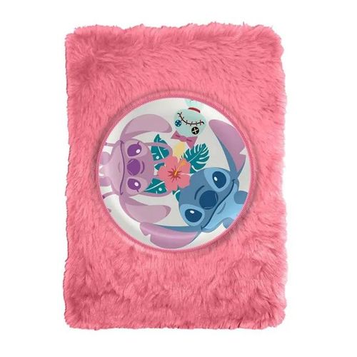 Carnet de notes A5 Stitch & Angel Disney en peluche rose - Rose