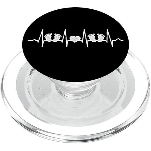 EPKH-Maman jumelle Papa jumelle Pieds de bébé pulsation Jumeaux PopSockets PopGrip pour MagSafe