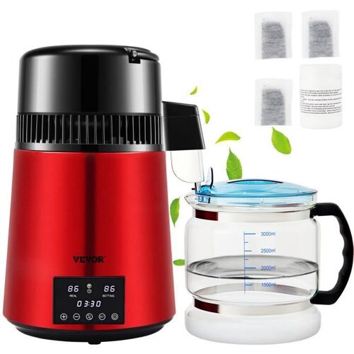 Distillateur D'eau Inox - Vevor - Ymk40207 - 1l/H - Rouge - Température Réglable