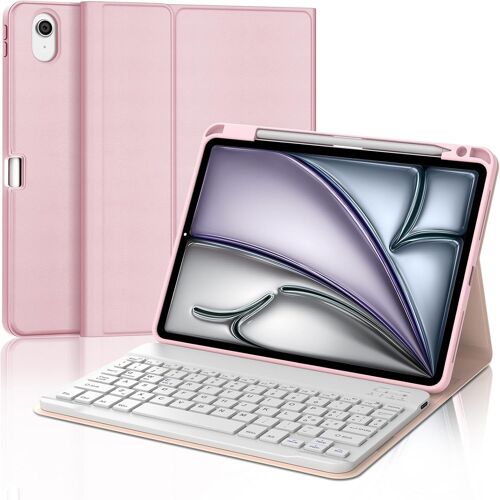 KALANKA-Étui avec clavier pour iPad Air 11"" (M3) 2025/Air 11"" (M2) 2024, Air 6th/5th/4th Gen, italien QWERTY clavier Bluetooth amovible pour iPad Pro 11"" (4th/3rd/2nd/1st Gen), rose