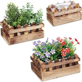 Jardinières,Chacune Ayant Une Taille Différentes,En Bois,Design Clôture,Pour Balcon/Fenêtre,Nature