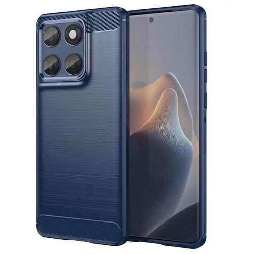 Coque Pour Motorola Edge 60 / 60 Fusion 5g - Housse Etui Silicone Gel Carbone + Verre Trempe - Bleu Fonce