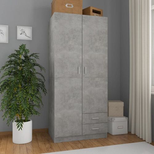 Vidaxl Garde-Robe Gris Béton 80x52x180 Cm Aggloméré