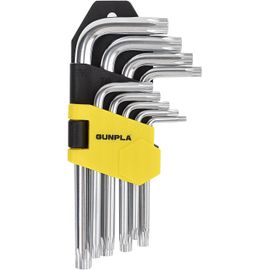 Ensemble Clé Allen Torx Coudée Etoile Hexagonales À Court Bras Lot De 9 Pièces Avec Boîtier De Rangement T10-T50 Pour Entretien De La Maison Chantier Projet