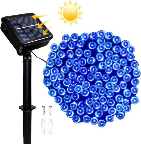 KAL-Guirlande Lumineuse Solaire Jardin, Étanche Guirlande Solaire 12 Mètre 8 Modes 100 Led Guirlande Lumineuse Exterieur Pour Mariage Fête De Noël Décorations De Vacances