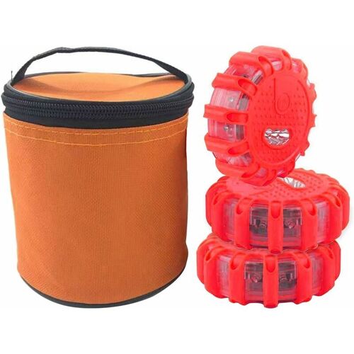 Gyrophare Led Orange Puissant,Lampe Stroboscopique Voiture,Gyrophare Tracteur Agricole,Plat Gyrophare Led A Pile Aimante Sans Fil D'avertissement Clignotant Eclairage D'urgence Voiture (Rouge Goodnice