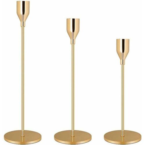 3pcs Chandelier Bougeoir En Metal Style D'europeen Chandelier De Mariage Candelabre Pour Noel Cadeau D'anniversaire Decor A La Maison (Or) Goodnice